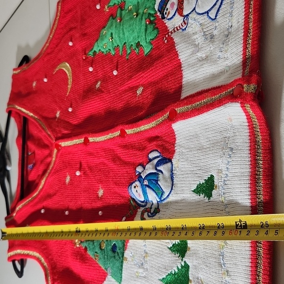 Vintage Ugly Christmas Sweater Vest Snowman Large Red White - Picture 4 of 8